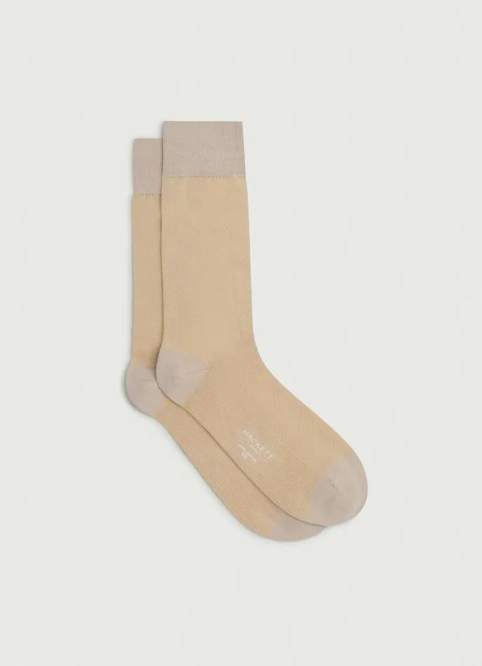Men Socks and Underwear Hackett London Herringbone Cotton Socks Beige