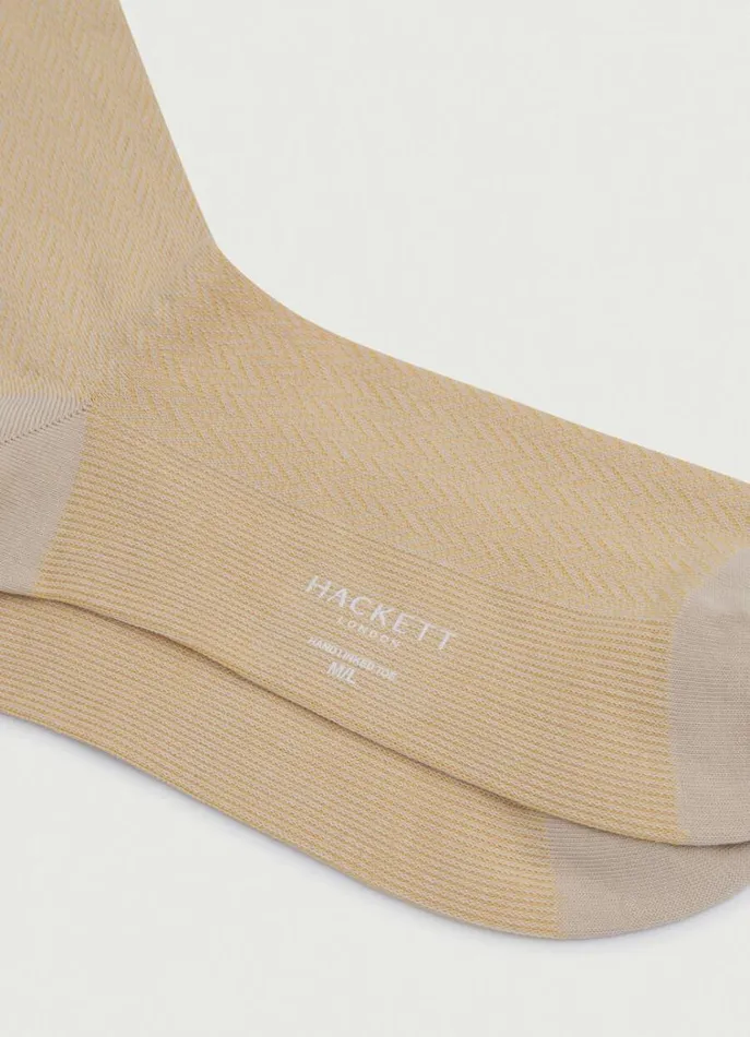 Men Socks and Underwear Hackett London Herringbone Cotton Socks Beige