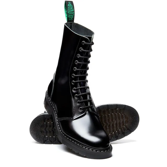 Men Solovair Astronaut Boots Black HiShine 11 Eye Astronaut Boot