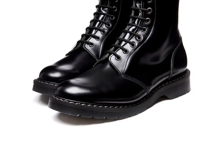 Men Solovair Astronaut Boots Black HiShine 11 Eye Astronaut Boot