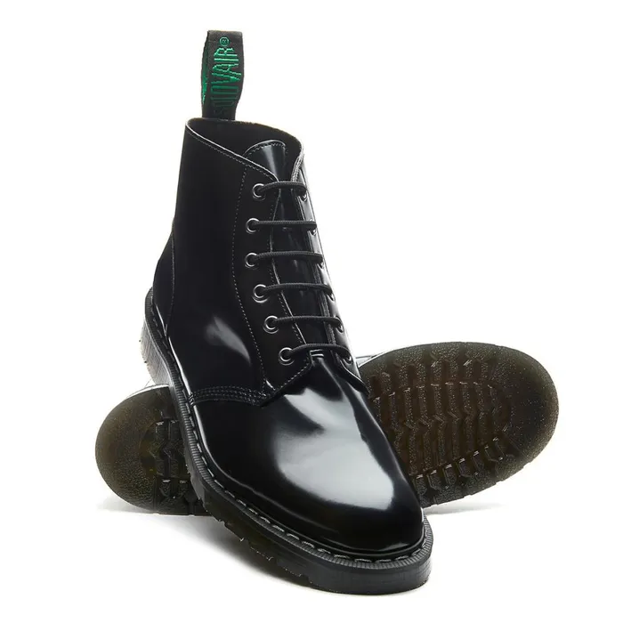 Men Solovair Astronaut Boots Black HiShine Vegan 6 Eye Astronaut Boot