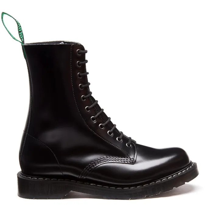 Men Solovair Derby Boots Black HiShine 11 Eye Derby Boot