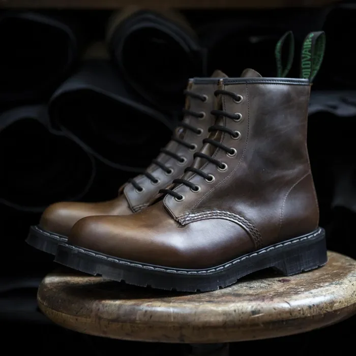 Men Solovair Derby Boots Gaucho Crazy Horse 8 Eye Derby Boot