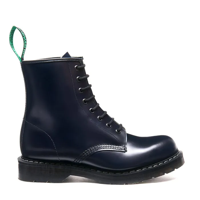 Men Solovair Derby Boots Navy HiShine 8 Eye Derby Boot