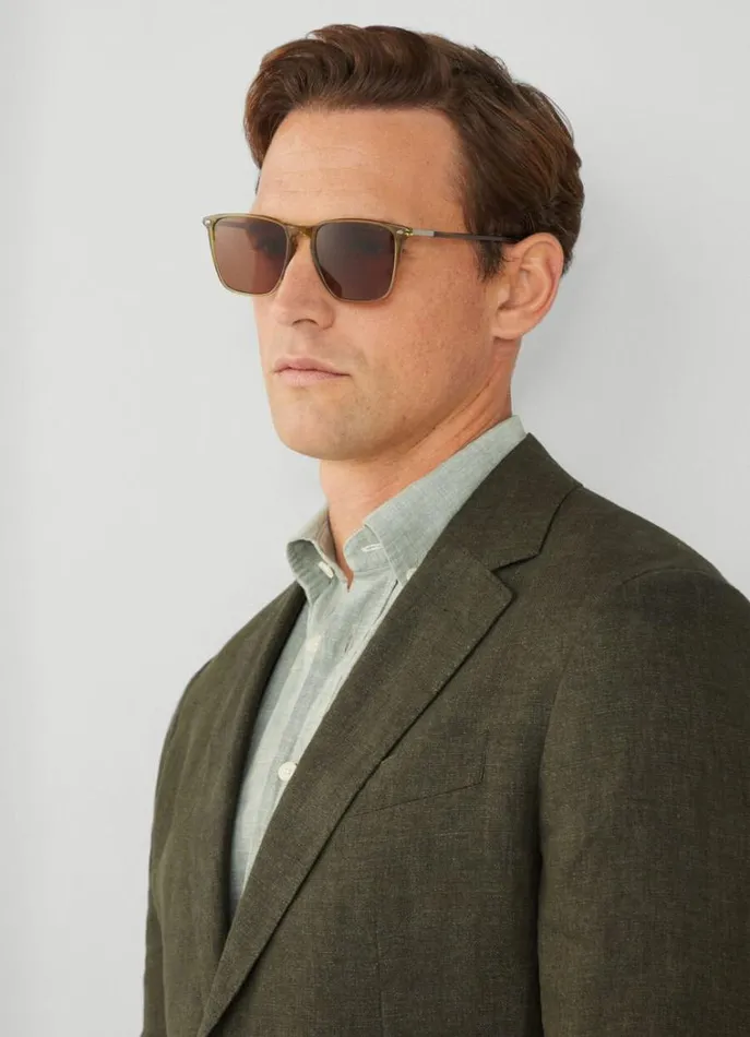 Men Sunglasses Hackett London Square Sunglasses Khakigreen