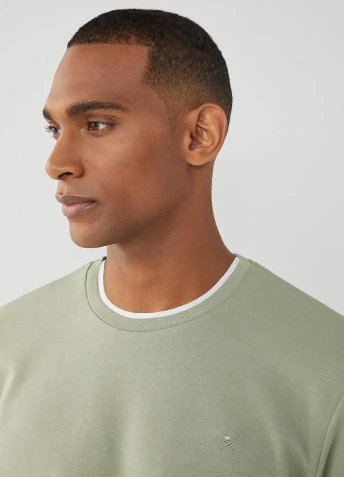 Men Sweatshirts Hackett London Classic Fit Crew Neck Sweatshirt Seagrass Green