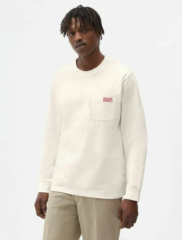 Men TShirts Dickies Storden Long Sleeve TShirt Ecru