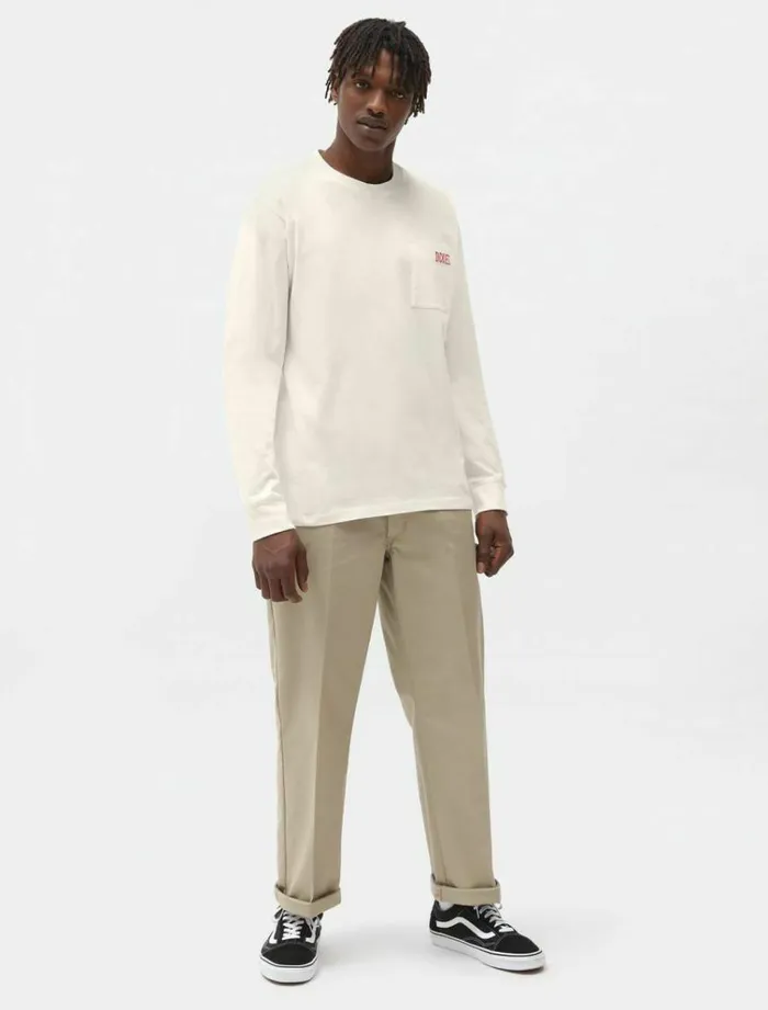 Men TShirts Dickies Storden Long Sleeve TShirt Ecru