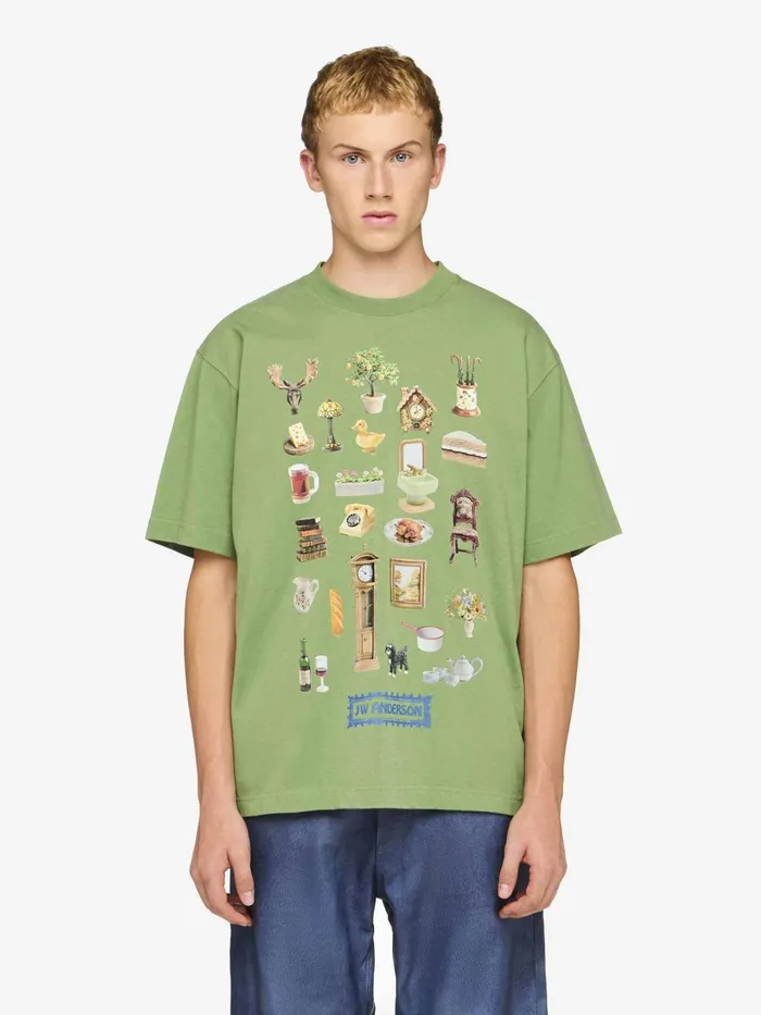 Men TShirts JW Anderson 034DIORAMA034 PRINTED TSHIRT Forest Green Men TShirts JW Anderson 034DIORAMA034 PRINTED TSHIRT Forest Green
