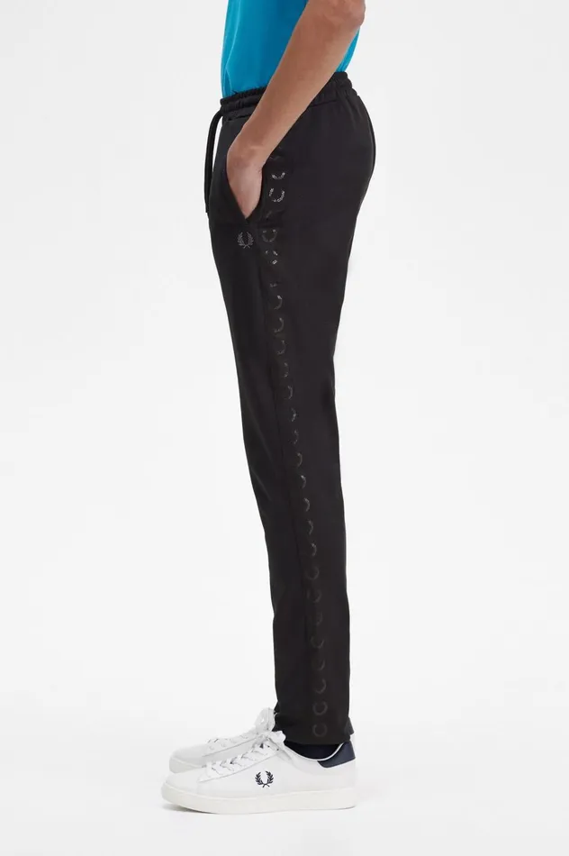 Men Taped Track Pants Black Fred Perry Tracksuits