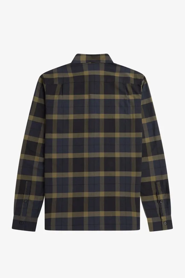 Men Tartan Shirt Uniform Green Fred Perry Shirts