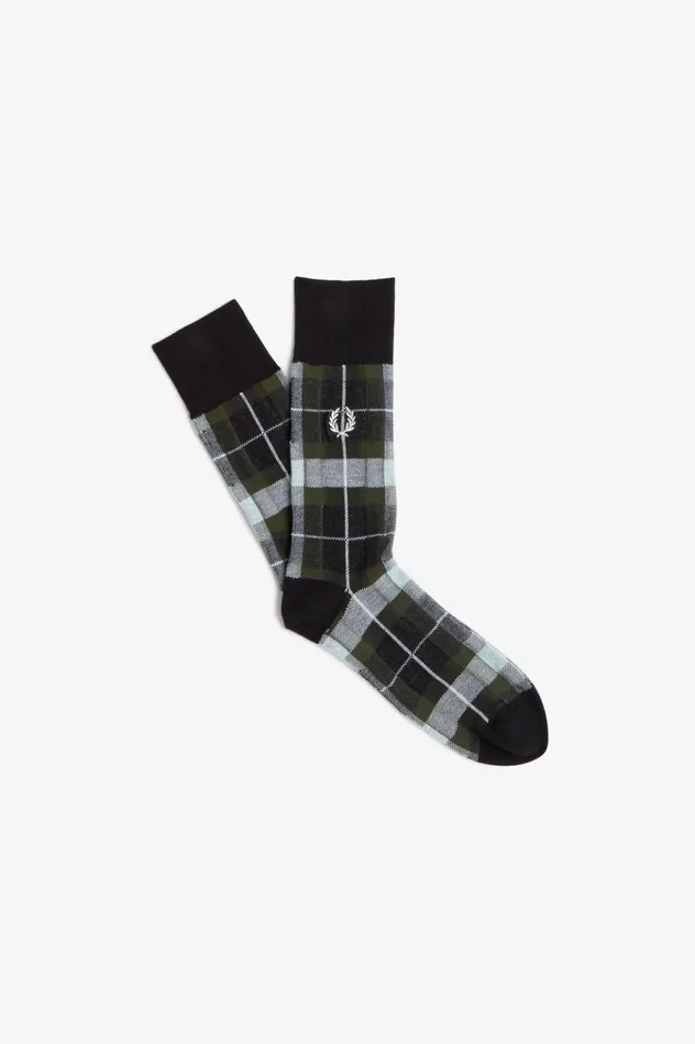Men Tartan Socks Light Icesnow White Fred Perry Accessories