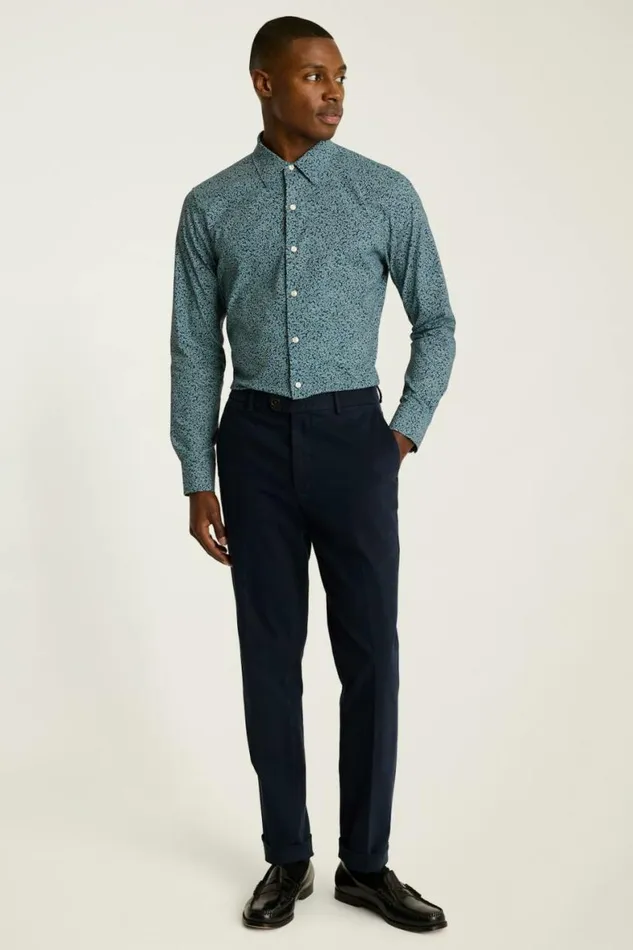 Men Tech Button Down Shirt Icy Blue Vines Bonobos Casual Shirts