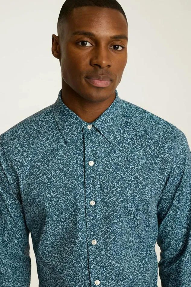Men Tech Button Down Shirt Icy Blue Vines Bonobos Casual Shirts