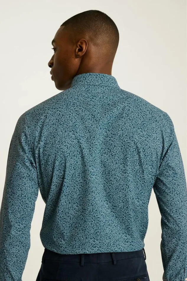 Men Tech Button Down Shirt Icy Blue Vines Bonobos Casual Shirts