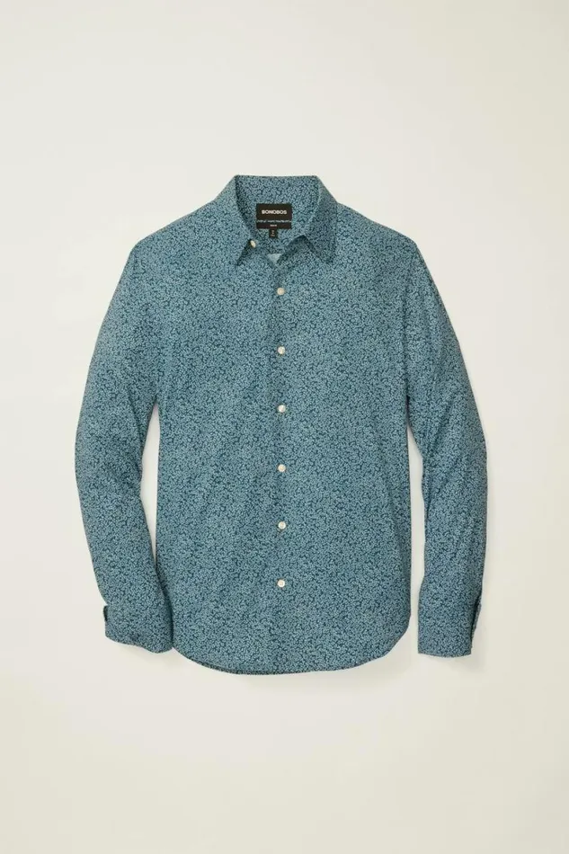 Men Tech Button Down Shirt Icy Blue Vines Bonobos Casual Shirts