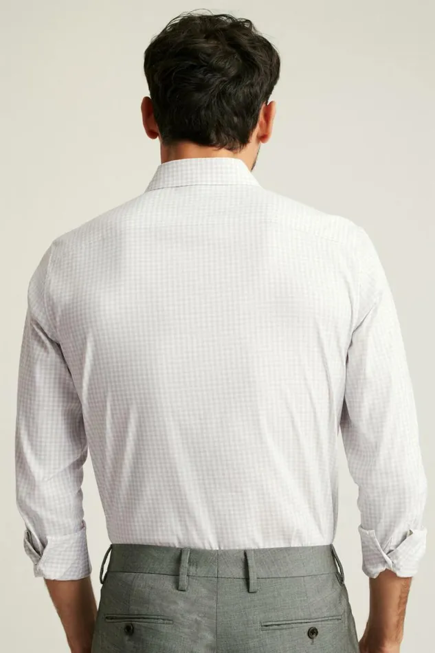 Men Tech Button Down Shirt Light Grey Mini Gingham Bonobos Business Casual Shirts