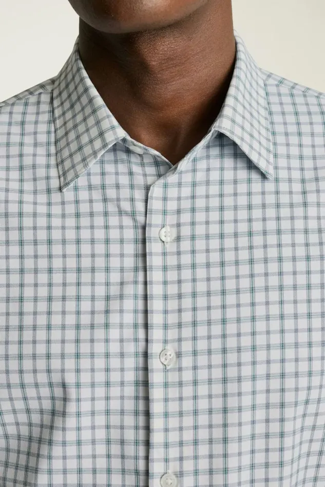 Men Tech Button Down Shirt Navy Green Corso Plaid Bonobos Casual Shirts