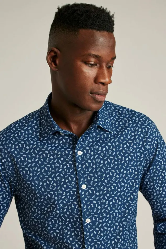 Men Tech Button Down Shirt Navy Pasta Party Bonobos Business Casual Shirts