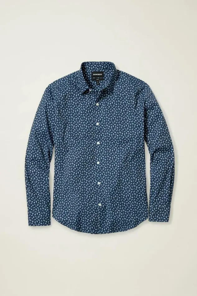Men Tech Button Down Shirt Navy Pasta Party Bonobos Business Casual Shirts