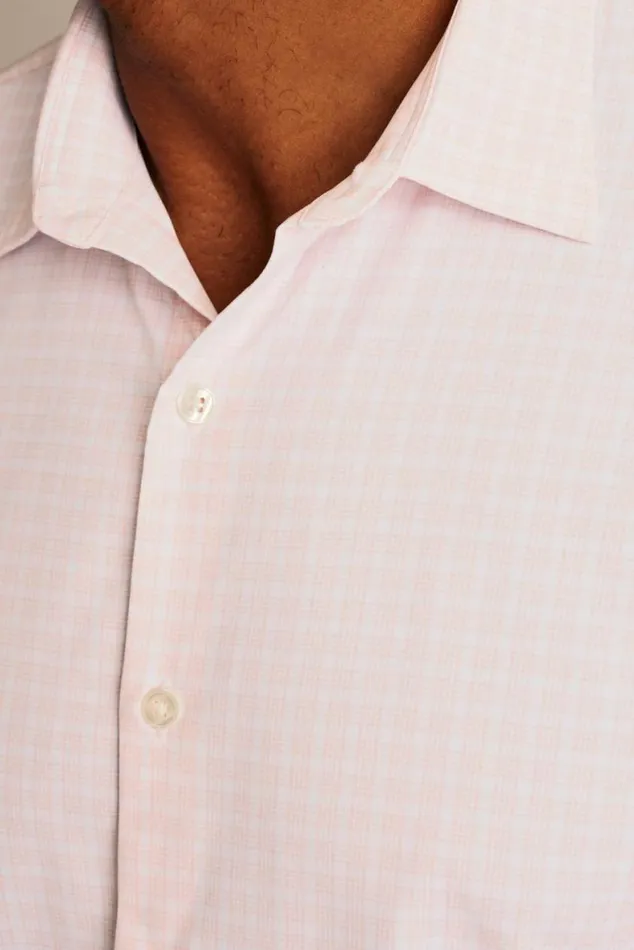 Men Tech Button Down Shirt Rose Crystal Plaid Bonobos Business Casual Shirts