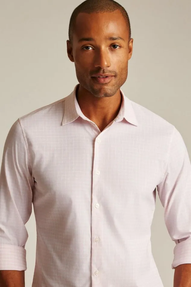 Men Tech Button Down Shirt Rose Crystal Plaid Bonobos Business Casual Shirts