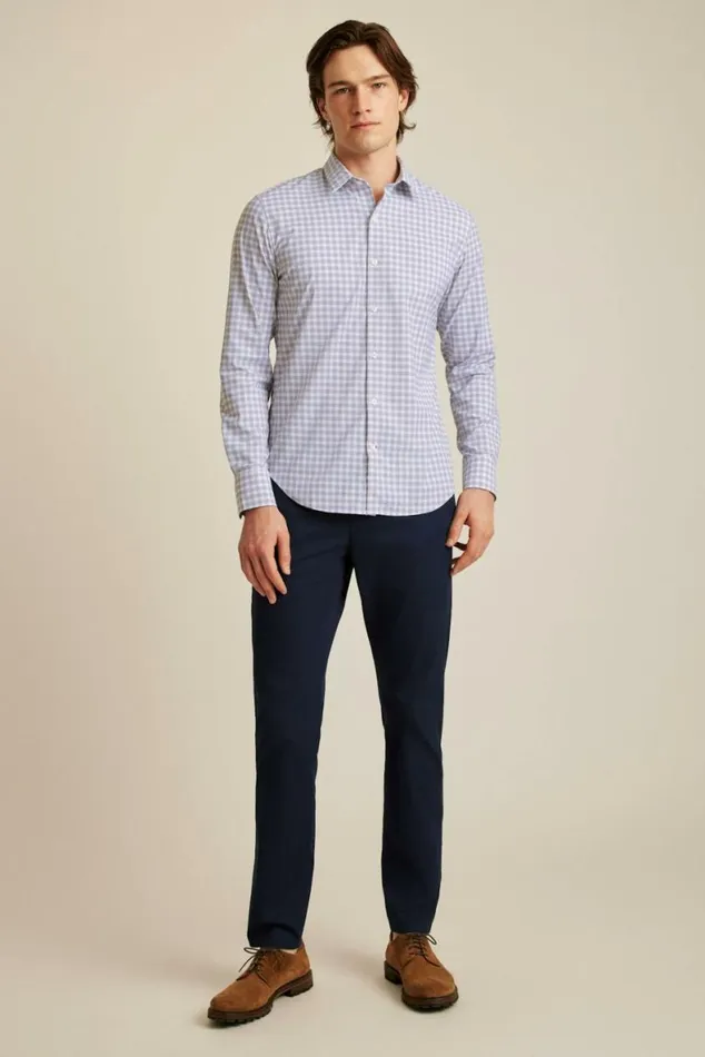 Men Tech Button Down Shirt Strawberry Plaid Bonobos Business Casual Shirts