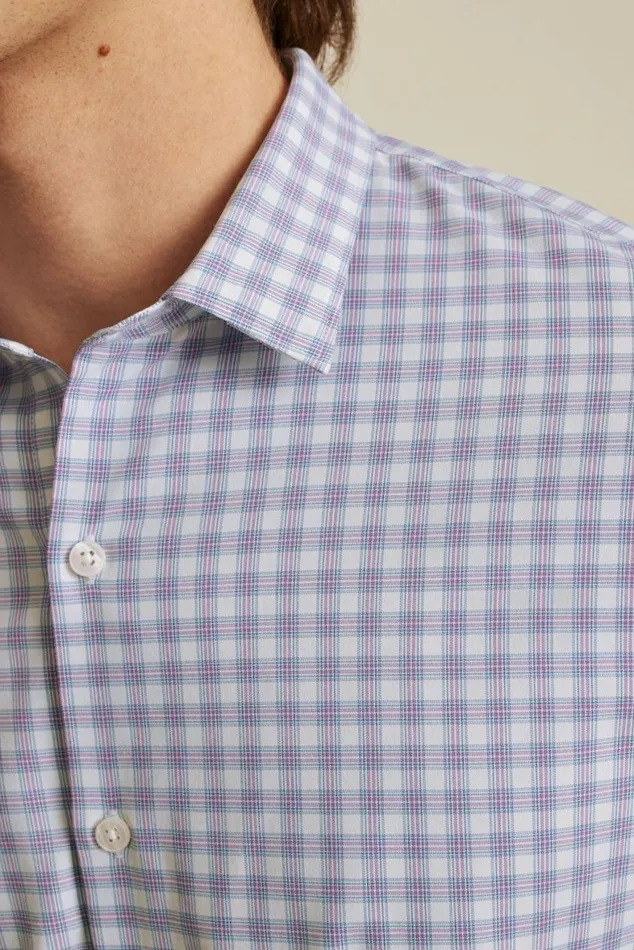 Men Tech Button Down Shirt Strawberry Plaid Bonobos Business Casual Shirts