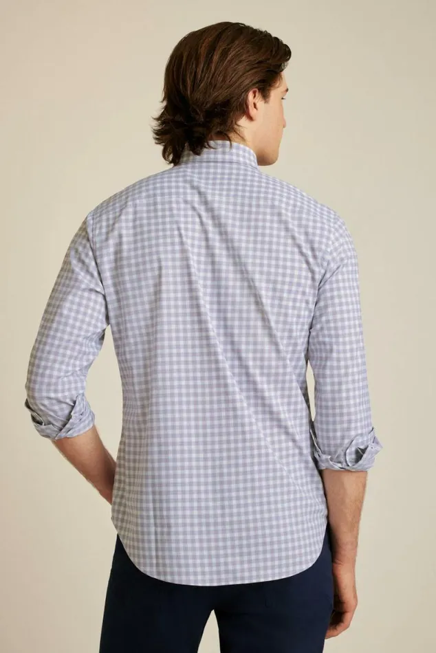 Men Tech Button Down Shirt Strawberry Plaid Bonobos Business Casual Shirts