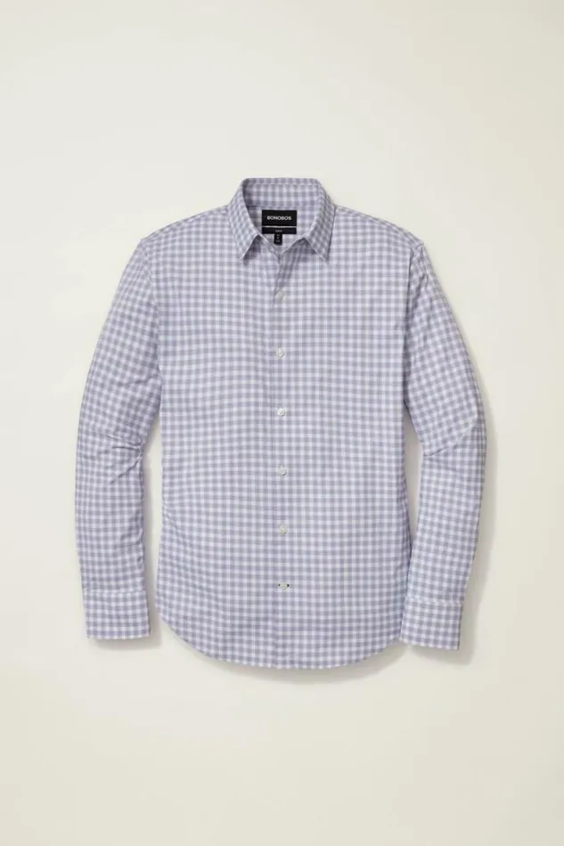 Men Tech Button Down Shirt Strawberry Plaid Bonobos Business Casual Shirts