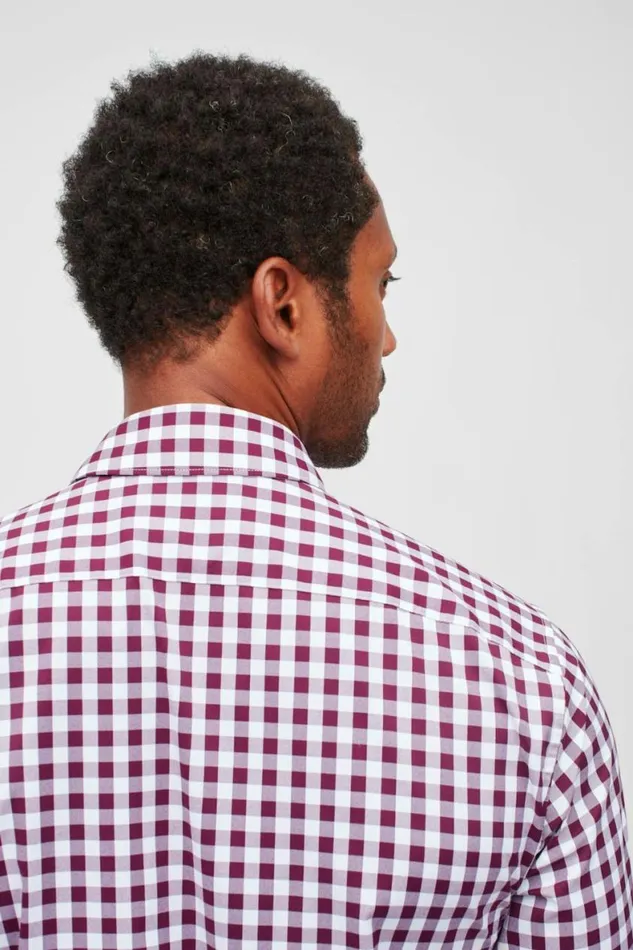 Men Tech Button Down Shirt Wine Gingham Bonobos Casual Shirts
