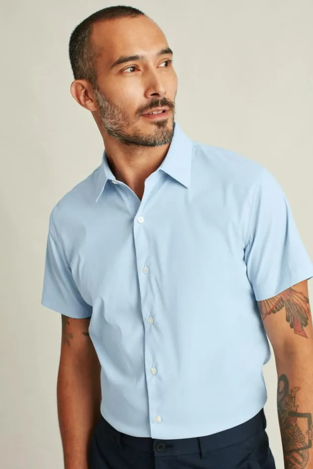 Men Tech Short Sleeve Shirt Blue Bonobos Short Sleeve Shirts