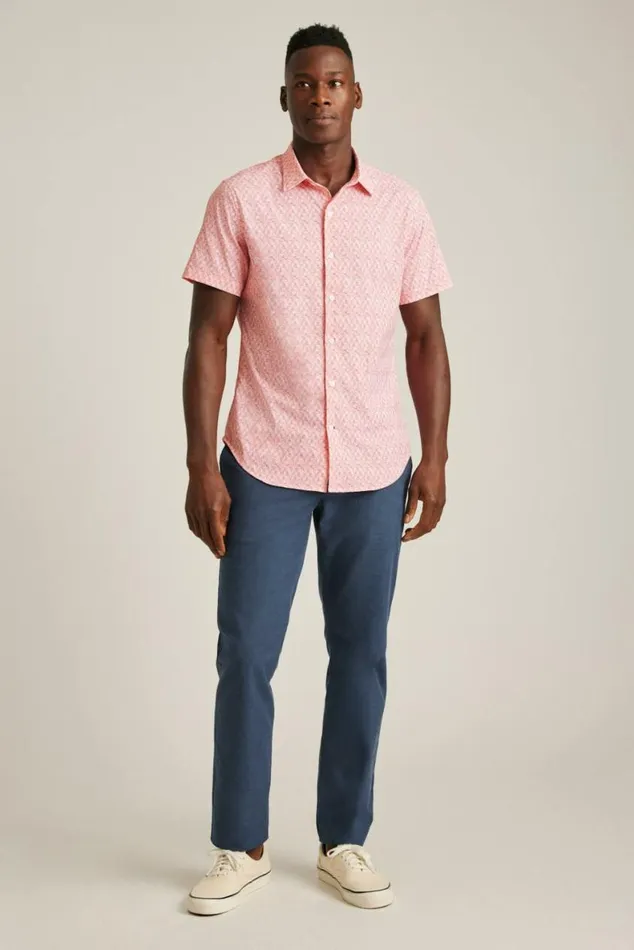 Men Tech Short Sleeve Shirt Coral Micro Fields Bonobos Short Sleeve Shirts