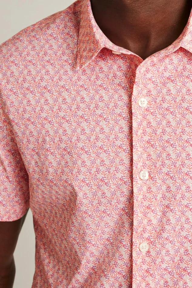 Men Tech Short Sleeve Shirt Coral Micro Fields Bonobos Short Sleeve Shirts
