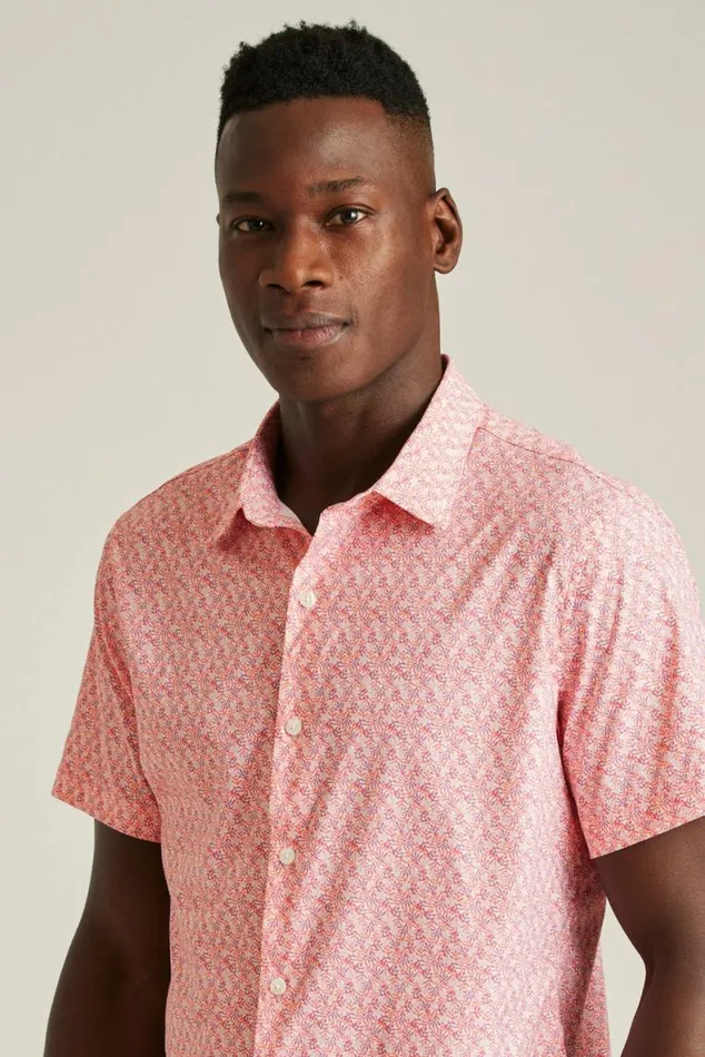 Men Tech Short Sleeve Shirt Coral Micro Fields Bonobos Short Sleeve Shirts