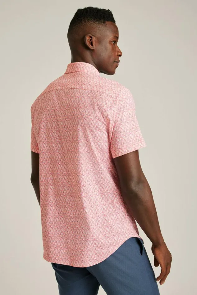 Men Tech Short Sleeve Shirt Coral Micro Fields Bonobos Short Sleeve Shirts