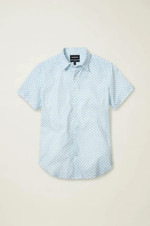 Men Tech Short Sleeve Shirt Galaxy Blue Sunflower Geo Bonobos Short Sleeve Shirts
