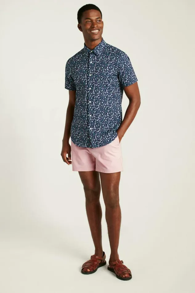 Men Tech Short Sleeve Shirt Navy Weekend Floral Bonobos Short Sleeve Shirts