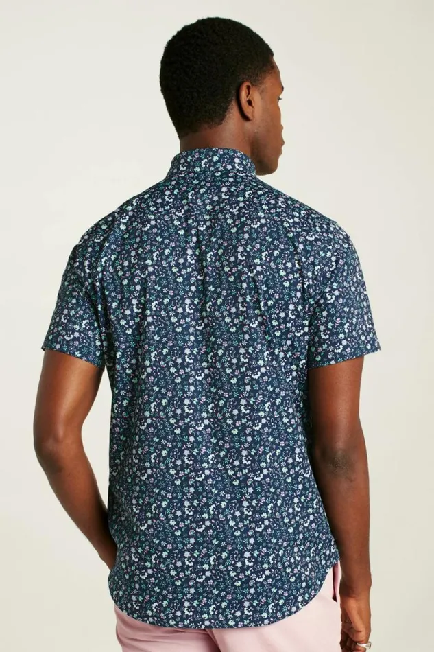 Men Tech Short Sleeve Shirt Navy Weekend Floral Bonobos Short Sleeve Shirts