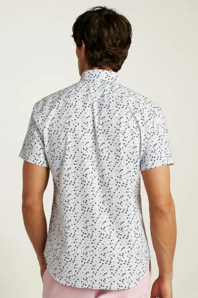 Men Tech Short Sleeve Shirt Purple Punch Peyton Floral Bonobos Short Sleeve Shirts