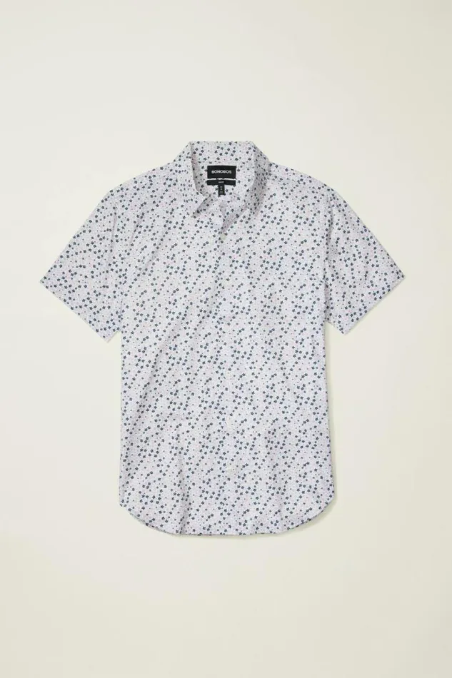 Men Tech Short Sleeve Shirt Purple Punch Peyton Floral Bonobos Short Sleeve Shirts