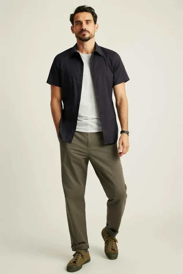 Men Tech Short Sleeve Shirt Solid Jet Black Bonobos Short Sleeve Shirts