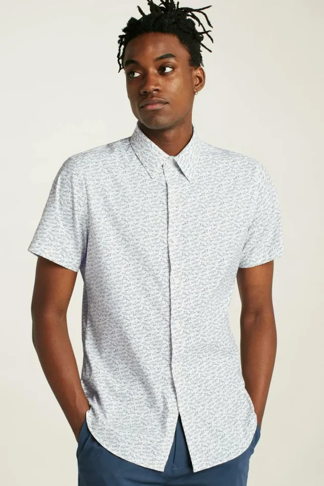 Men Tech Short Sleeve Shirt White Shark Frenzy Bonobos Short Sleeve Shirts