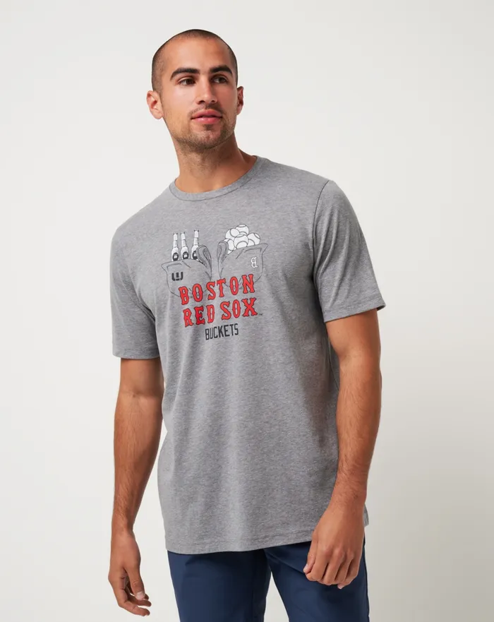 Men Tees TravisMathew BOSTON RED SOX STRIKE ONE TEE Heather Grey