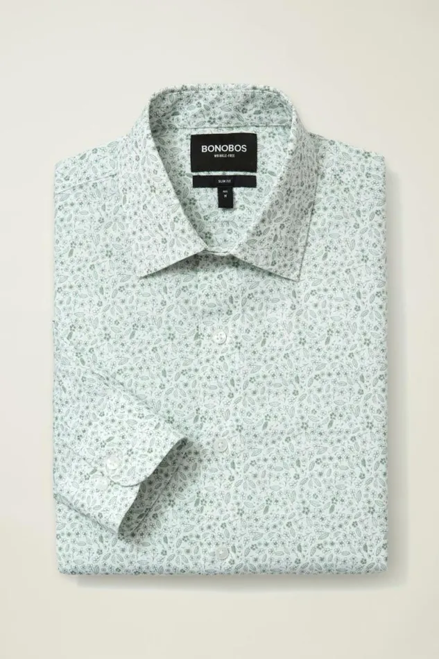 Men The Desk To Dinner Shirt Sage Floral Explosion Bonobos Business Casual Shirts