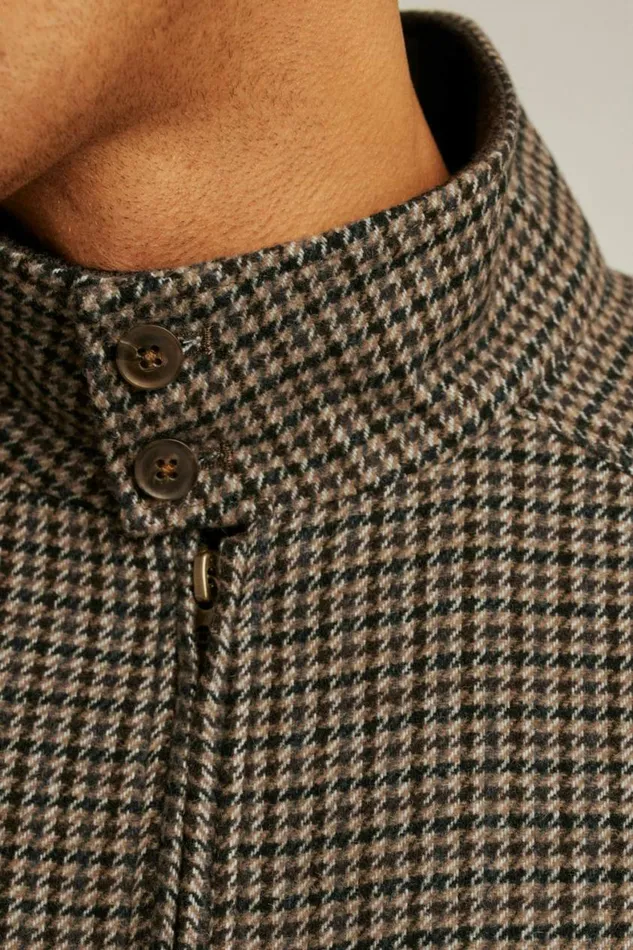 Men The Italian Wool Harrington Jacket Brown Club Check Bonobos Jackets and Coats