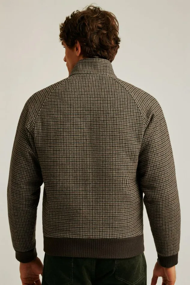 Men The Italian Wool Harrington Jacket Brown Club Check Bonobos Jackets and Coats