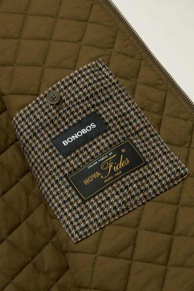 Men The Italian Wool Harrington Jacket Brown Club Check Bonobos Jackets and Coats