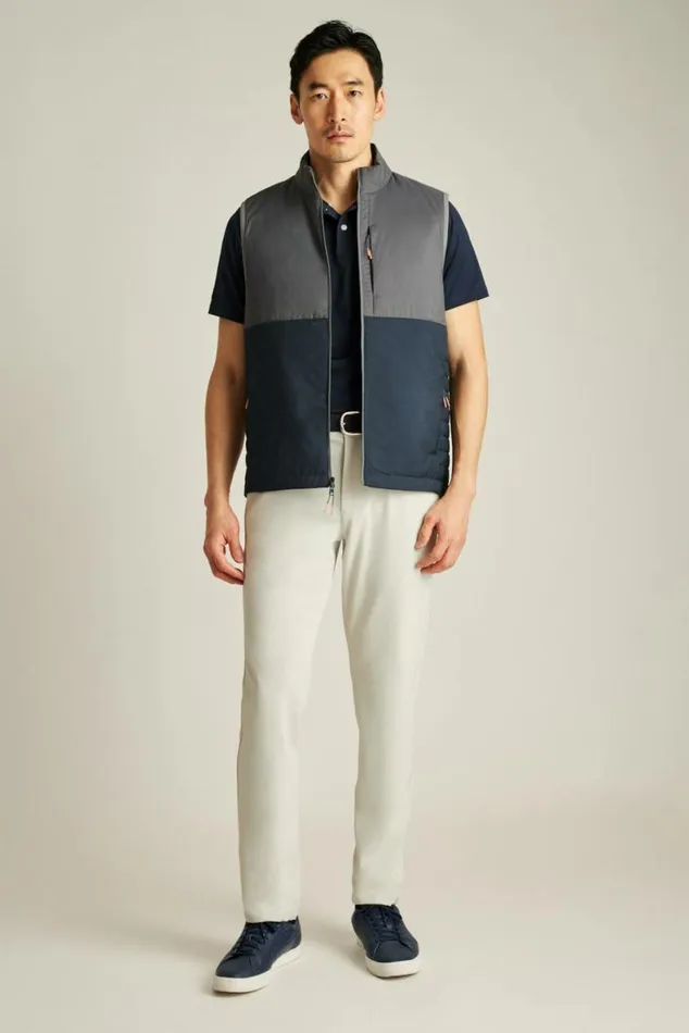 Men The Lightweight Hybrid Vest Lava Smoke Dark Grey And Twilight Blue Bonobos Vests