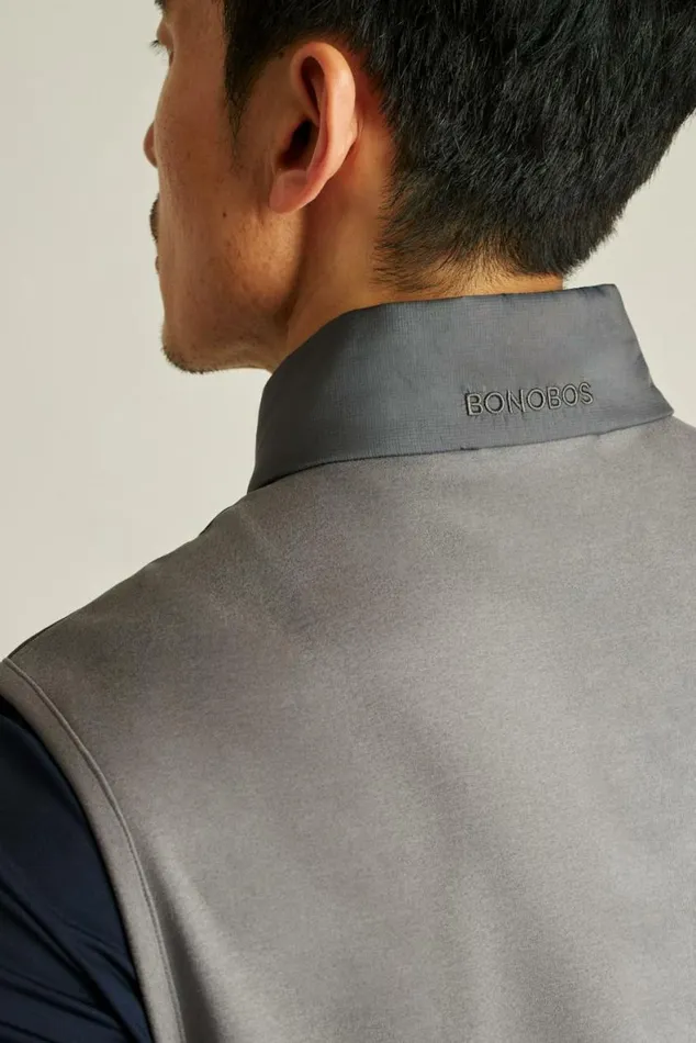 Men The Lightweight Hybrid Vest Lava Smoke Dark Grey And Twilight Blue Bonobos Vests